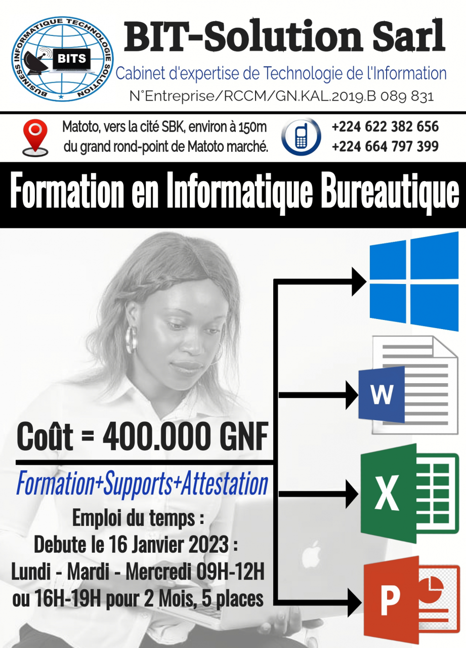 Cours en Microsoft Office, Cours - Formations, Conakry