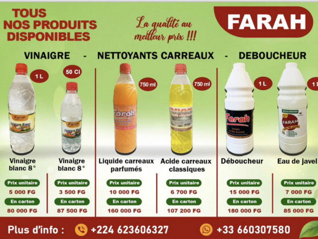 Différents Détergents, Produits de Nettoyage, Conakry