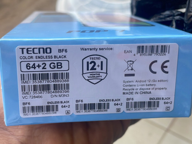 Tecno Pop 7, Téléphones Mobiles, Conakry