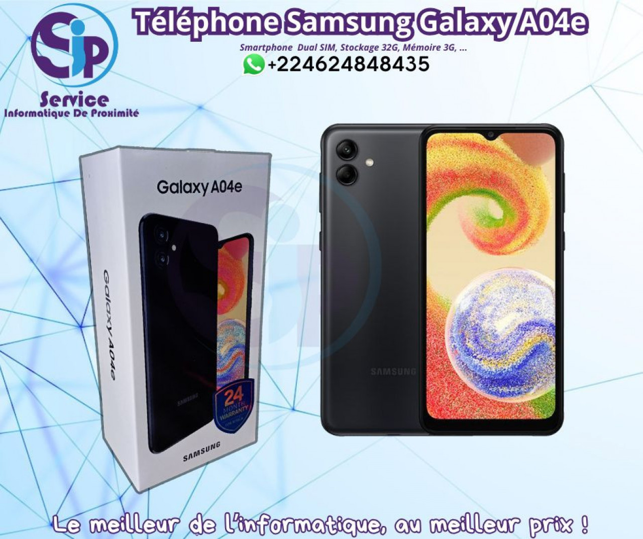 Smartphone Samsung Galaxy A04e - 32Go, RAM 3Go, Téléphones Mobiles, Conakry