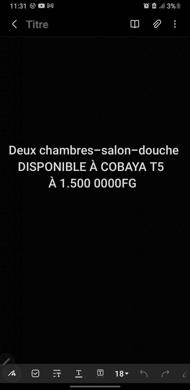 Deux chambres-salon-douche, Appartements, Conakry